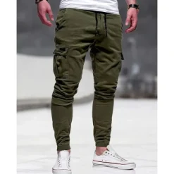 Clearance OUKU Men's Cargo Pants Cargo Trousers Pocket Plain Comfort Breathable Outdoor Daily Going out Fashion Casual Black Army Green