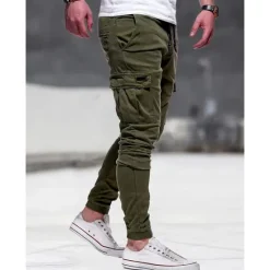 Clearance OUKU Men's Cargo Pants Cargo Trousers Pocket Plain Comfort Breathable Outdoor Daily Going out Fashion Casual Black Army Green