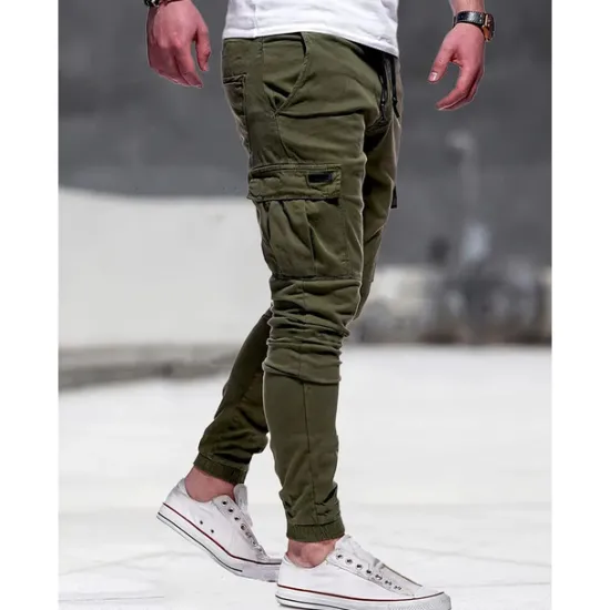 Clearance OUKU Men's Cargo Pants Cargo Trousers Pocket Plain Comfort Breathable Outdoor Daily Going out Fashion Casual Black Army Green