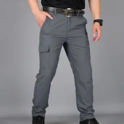 Outlet OUKU Men's Cargo Pants Cargo Trousers Combat Trousers Tactical Pants Trousers Elastic Waist Multi Pocket Straight Leg Plain Anti-Wear Quick Dry Sports Outdoor Hiking Tactical Black khaki