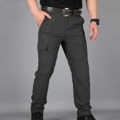Outlet OUKU Men's Cargo Pants Cargo Trousers Combat Trousers Tactical Pants Trousers Elastic Waist Multi Pocket Straight Leg Plain Anti-Wear Quick Dry Sports Outdoor Hiking Tactical Black khaki