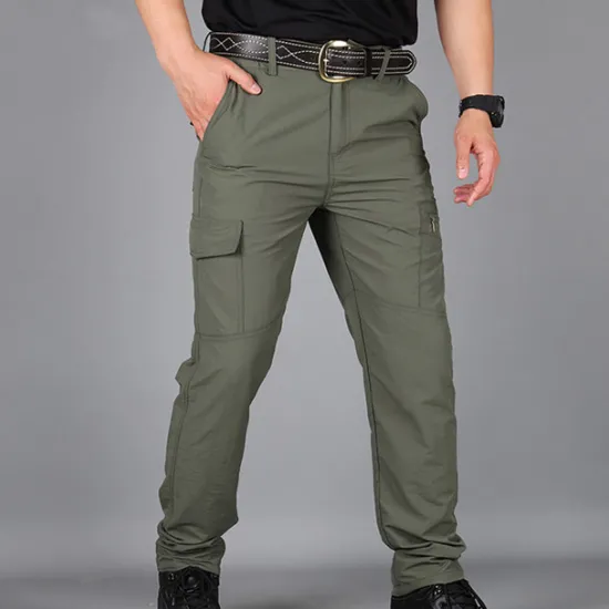 Outlet OUKU Men's Cargo Pants Cargo Trousers Combat Trousers Tactical Pants Trousers Elastic Waist Multi Pocket Straight Leg Plain Anti-Wear Quick Dry Sports Outdoor Hiking Tactical Black khaki