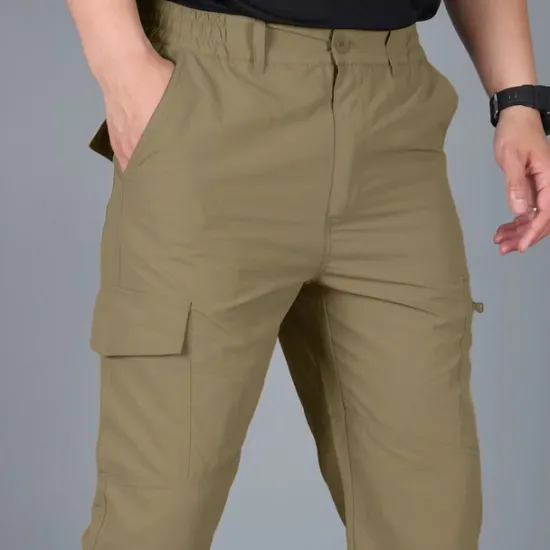 Outlet OUKU Men's Cargo Pants Cargo Trousers Combat Trousers Tactical Pants Trousers Elastic Waist Multi Pocket Straight Leg Plain Anti-Wear Quick Dry Sports Outdoor Hiking Tactical Black khaki