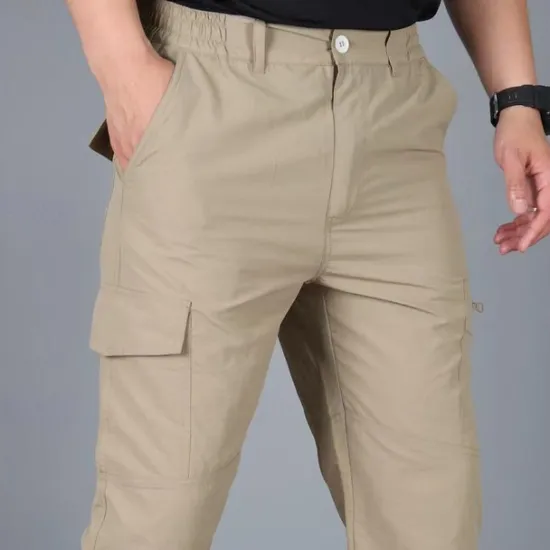Outlet OUKU Men's Cargo Pants Cargo Trousers Combat Trousers Tactical Pants Trousers Elastic Waist Multi Pocket Straight Leg Plain Anti-Wear Quick Dry Sports Outdoor Hiking Tactical Black khaki