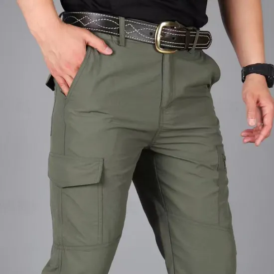Outlet OUKU Men's Cargo Pants Cargo Trousers Combat Trousers Tactical Pants Trousers Elastic Waist Multi Pocket Straight Leg Plain Anti-Wear Quick Dry Sports Outdoor Hiking Tactical Black khaki