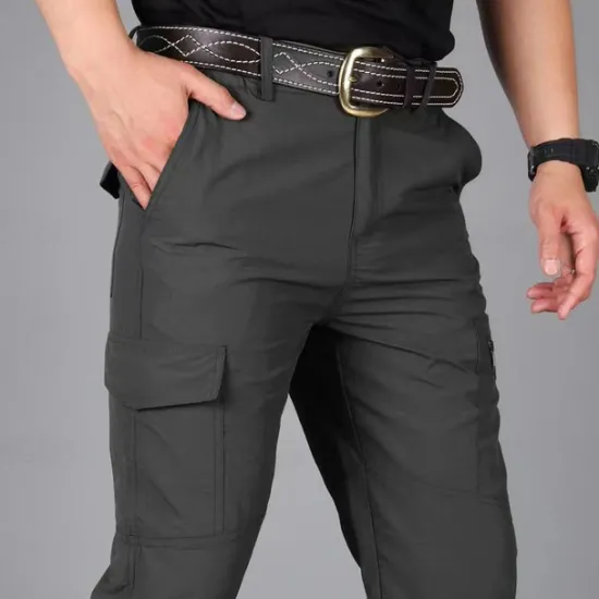 Outlet OUKU Men's Cargo Pants Cargo Trousers Combat Trousers Tactical Pants Trousers Elastic Waist Multi Pocket Straight Leg Plain Anti-Wear Quick Dry Sports Outdoor Hiking Tactical Black khaki