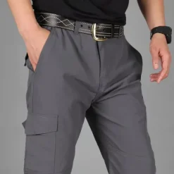 Outlet OUKU Men's Cargo Pants Cargo Trousers Combat Trousers Tactical Pants Trousers Elastic Waist Multi Pocket Straight Leg Plain Anti-Wear Quick Dry Sports Outdoor Hiking Tactical Black khaki