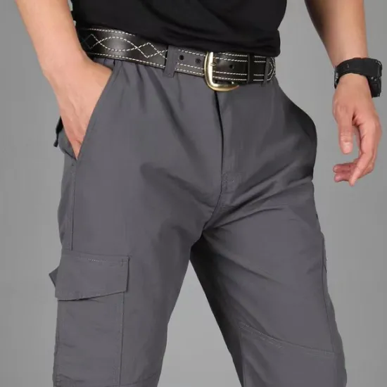 Outlet OUKU Men's Cargo Pants Cargo Trousers Combat Trousers Tactical Pants Trousers Elastic Waist Multi Pocket Straight Leg Plain Anti-Wear Quick Dry Sports Outdoor Hiking Tactical Black khaki