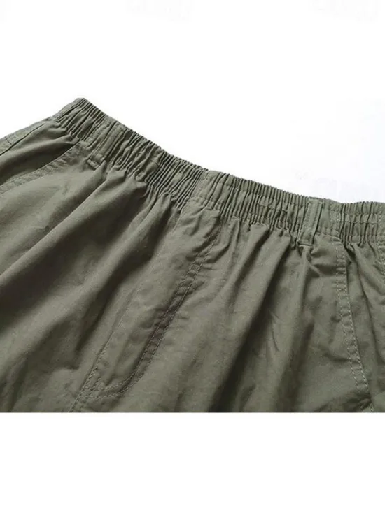 New OUKU Men's Cargo Pants Cargo Trousers Trousers Drawstring Elastic Waist 6 Pocket Plain Comfort Outdoor Daily Going out 100% Cotton Fashion Streetwear Black Yellow Light Grey