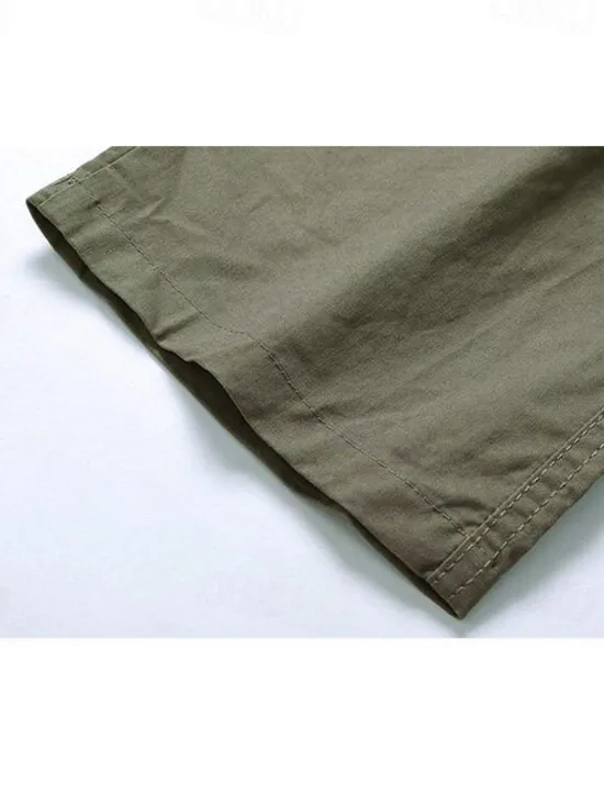 New OUKU Men's Cargo Pants Cargo Trousers Trousers Drawstring Elastic Waist 6 Pocket Plain Comfort Outdoor Daily Going out 100% Cotton Fashion Streetwear Black Yellow Light Grey