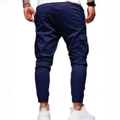 New OUKU Men's Cargo Pants Cargo Trousers Joggers Trousers Patchwork Zipper Pocket Solid Color Comfort Breathable Casual Daily Streetwear Sports Fashion Black White Micro-elastic