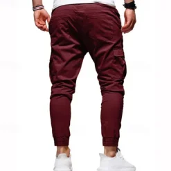 New OUKU Men's Cargo Pants Cargo Trousers Joggers Trousers Patchwork Zipper Pocket Solid Color Comfort Breathable Casual Daily Streetwear Sports Fashion Black White Micro-elastic