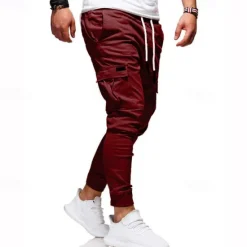 New OUKU Men's Cargo Pants Cargo Trousers Joggers Trousers Patchwork Zipper Pocket Solid Color Comfort Breathable Casual Daily Streetwear Sports Fashion Black White Micro-elastic