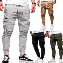 New OUKU Men's Cargo Pants Cargo Trousers Joggers Trousers Patchwork Zipper Pocket Solid Color Comfort Breathable Casual Daily Streetwear Sports Fashion Black White Micro-elastic