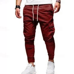 New OUKU Men's Cargo Pants Cargo Trousers Joggers Trousers Patchwork Zipper Pocket Solid Color Comfort Breathable Casual Daily Streetwear Sports Fashion Black White Micro-elastic