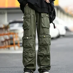 Hot OUKU Men's Cargo Pants Cargo Trousers Flap Pocket Plain Comfort Breathable Outdoor Daily Going out Fashion Casual Army Green