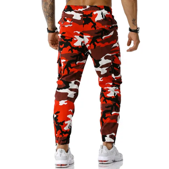 Best OUKU Men's Cargo Pants Cargo Trousers Trousers Camo Pants Elastic Waist Flap Pocket Camouflage Full Length Work Holiday Cotton Blend Stylish Casual / Sporty Army Green Red Micro-elastic