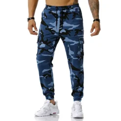 Best OUKU Men's Cargo Pants Cargo Trousers Trousers Camo Pants Elastic Waist Flap Pocket Camouflage Full Length Work Holiday Cotton Blend Stylish Casual / Sporty Army Green Red Micro-elastic