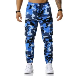 Best OUKU Men's Cargo Pants Cargo Trousers Trousers Camo Pants Elastic Waist Flap Pocket Camouflage Full Length Work Holiday Cotton Blend Stylish Casual / Sporty Army Green Red Micro-elastic