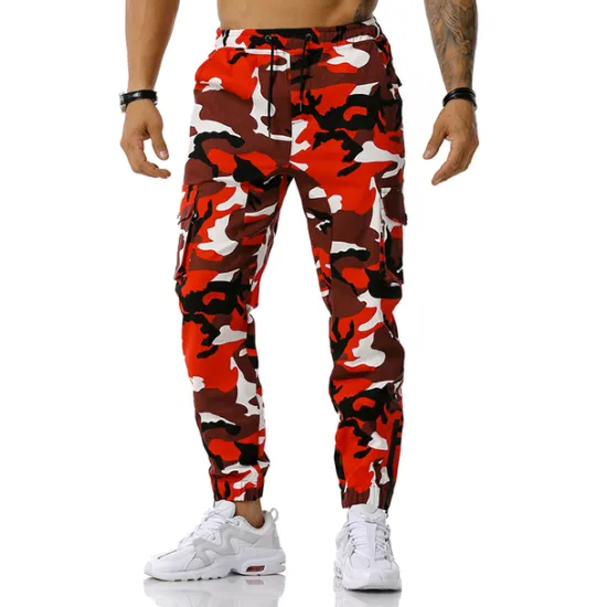 Best OUKU Men's Cargo Pants Cargo Trousers Trousers Camo Pants Elastic Waist Flap Pocket Camouflage Full Length Work Holiday Cotton Blend Stylish Casual / Sporty Army Green Red Micro-elastic