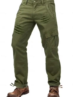 Discount OUKU Men's Cargo Pants Cargo Trousers Work Pants Multi Pocket Graphic Scratches Outdoor Full Length Outdoor Sports Outdoor Casual Sports Fashion Yellow Army Green Micro-elastic