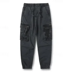 OUKU Men's Cargo Pants Cargo Trousers Patchwork Buttons Drawstring Camo Camouflage Wearable Outdoor Daily Camping & Hiking Fashion Classic Black Army Green