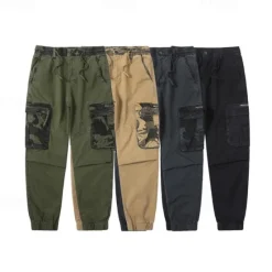 OUKU Men's Cargo Pants Cargo Trousers Patchwork Buttons Drawstring Camo Camouflage Wearable Outdoor Daily Camping & Hiking Fashion Classic Black Army Green