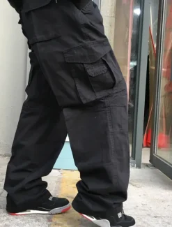 OUKU Men's Cargo Pants Cargo Trousers Combat Trousers Pocket Plain Comfort Breathable Outdoor Daily Going out Casual Big and Tall Black Green