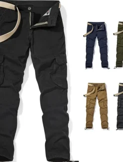 Clearance OUKU Men's Cargo Pants Cargo Trousers Trousers Multi Pocket Straight Leg Solid Colored Comfort Wearable Outdoor Daily Sports Stylish ArmyGreen Black