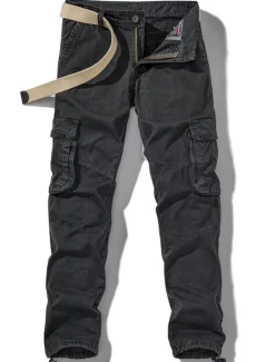 Clearance OUKU Men's Cargo Pants Cargo Trousers Trousers Multi Pocket Straight Leg Solid Colored Comfort Wearable Outdoor Daily Sports Stylish ArmyGreen Black
