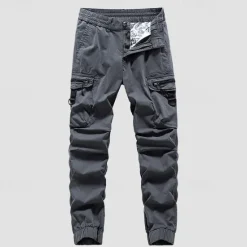 Best OUKU Men's Cargo Pants Cargo Trousers Hiking Pants Buttons Elastic Waist Multi Pocket Plain Wearable Outdoor Daily Camping & Hiking Fashion Classic Black Army Green