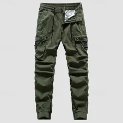 Best OUKU Men's Cargo Pants Cargo Trousers Hiking Pants Buttons Elastic Waist Multi Pocket Plain Wearable Outdoor Daily Camping & Hiking Fashion Classic Black Army Green