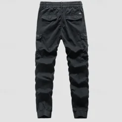 Best OUKU Men's Cargo Pants Cargo Trousers Hiking Pants Buttons Elastic Waist Multi Pocket Plain Wearable Outdoor Daily Camping & Hiking Fashion Classic Black Army Green