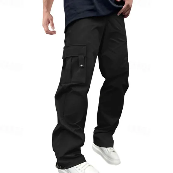 Clearance OUKU Men's Cargo Pants Cargo Trousers Trousers Casual Pants Drawstring Elastic Waist Multi Pocket Plain Wearable Outdoor Daily Camping & Hiking Fashion Classic Dark Brown Black