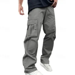 Clearance OUKU Men's Cargo Pants Cargo Trousers Trousers Casual Pants Drawstring Elastic Waist Multi Pocket Plain Wearable Outdoor Daily Camping & Hiking Fashion Classic Dark Brown Black