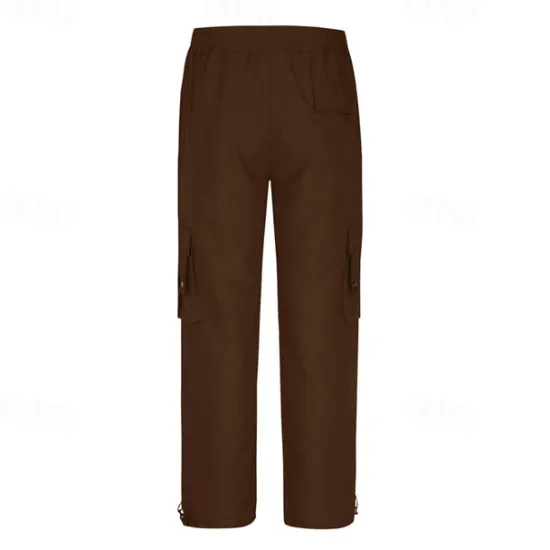 Clearance OUKU Men's Cargo Pants Cargo Trousers Trousers Casual Pants Drawstring Elastic Waist Multi Pocket Plain Wearable Outdoor Daily Camping & Hiking Fashion Classic Dark Brown Black