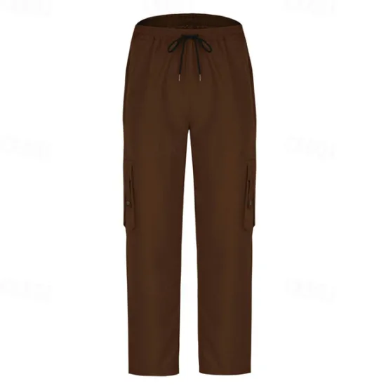 Clearance OUKU Men's Cargo Pants Cargo Trousers Trousers Casual Pants Drawstring Elastic Waist Multi Pocket Plain Wearable Outdoor Daily Camping & Hiking Fashion Classic Dark Brown Black