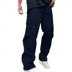 Clearance OUKU Men's Cargo Pants Cargo Trousers Trousers Casual Pants Drawstring Elastic Waist Multi Pocket Plain Wearable Outdoor Daily Camping & Hiking Fashion Classic Dark Brown Black