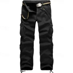 Clearance OUKU Men's Cargo Pants Cargo Trousers Combat Trousers Pocket Plain Comfort Breathable Outdoor Daily Going out Fashion Casual Black Army Green
