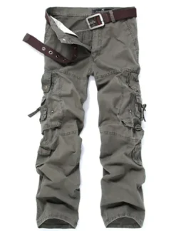 OUKU Men's Cargo Pants Cargo Trousers Trousers Multi Pocket Straight Leg Solid Colored Comfort Wearable Outdoor Daily 100% Cotton Sports Stylish ArmyGreen Black