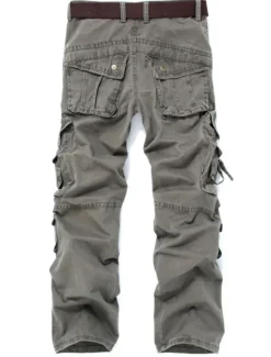 OUKU Men's Cargo Pants Cargo Trousers Trousers Multi Pocket Straight Leg Solid Colored Comfort Wearable Outdoor Daily 100% Cotton Sports Stylish ArmyGreen Black