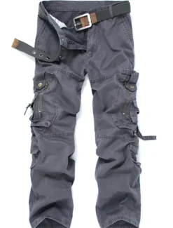 OUKU Men's Cargo Pants Cargo Trousers Trousers Multi Pocket Straight Leg Solid Colored Comfort Wearable Outdoor Daily 100% Cotton Sports Stylish ArmyGreen Black