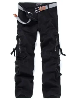 OUKU Men's Cargo Pants Cargo Trousers Trousers Multi Pocket Straight Leg Solid Colored Comfort Wearable Outdoor Daily 100% Cotton Sports Stylish ArmyGreen Black