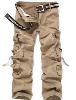 OUKU Men's Cargo Pants Cargo Trousers Trousers Multi Pocket Straight Leg Solid Colored Comfort Wearable Outdoor Daily 100% Cotton Sports Stylish ArmyGreen Black