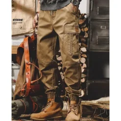 Outlet OUKU Men's Cargo Pants Cargo Trousers Techwear Pocket Drawstring Elastic Waist Plain Comfort Breathable Outdoor Daily Going out Fashion Casual Black Khaki