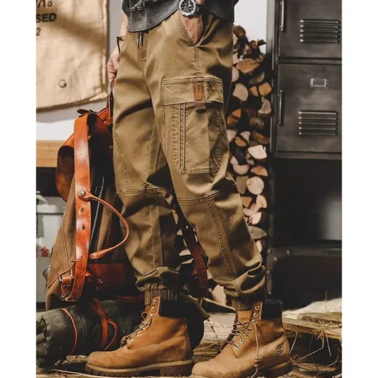 Outlet OUKU Men's Cargo Pants Cargo Trousers Techwear Pocket Drawstring Elastic Waist Plain Comfort Breathable Outdoor Daily Going out Fashion Casual Black Khaki