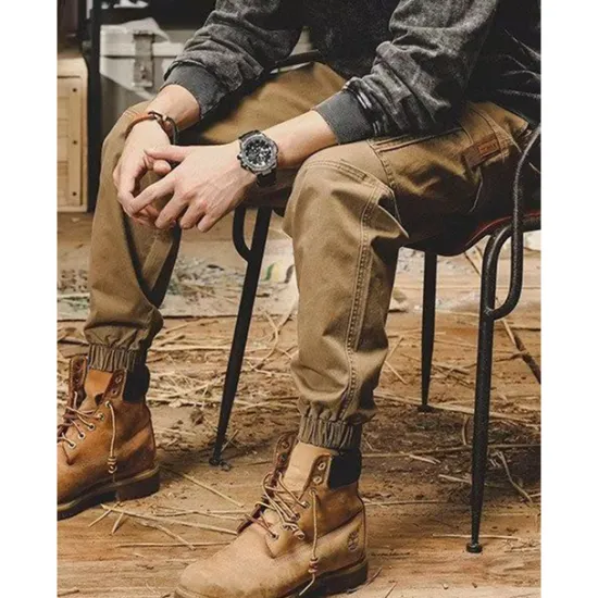 Outlet OUKU Men's Cargo Pants Cargo Trousers Techwear Pocket Drawstring Elastic Waist Plain Comfort Breathable Outdoor Daily Going out Fashion Casual Black Khaki