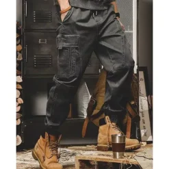 Outlet OUKU Men's Cargo Pants Cargo Trousers Techwear Pocket Drawstring Elastic Waist Plain Comfort Breathable Outdoor Daily Going out Fashion Casual Black Khaki
