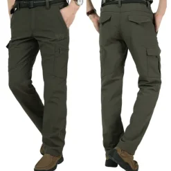 OUKU Men's Cargo Pants Cargo Trousers Combat Trousers Winter Pants Pocket Plain Comfort Breathable Outdoor Daily Going out Fashion Casual Black Army Green