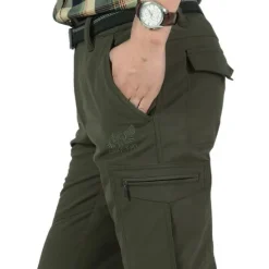 OUKU Men's Cargo Pants Cargo Trousers Combat Trousers Winter Pants Pocket Plain Comfort Breathable Outdoor Daily Going out Fashion Casual Black Army Green